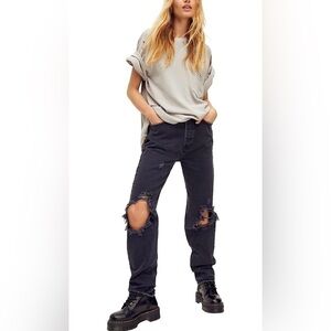 Free People We the Free The Lasso High Waist Straight Leg Jean Black Size 31